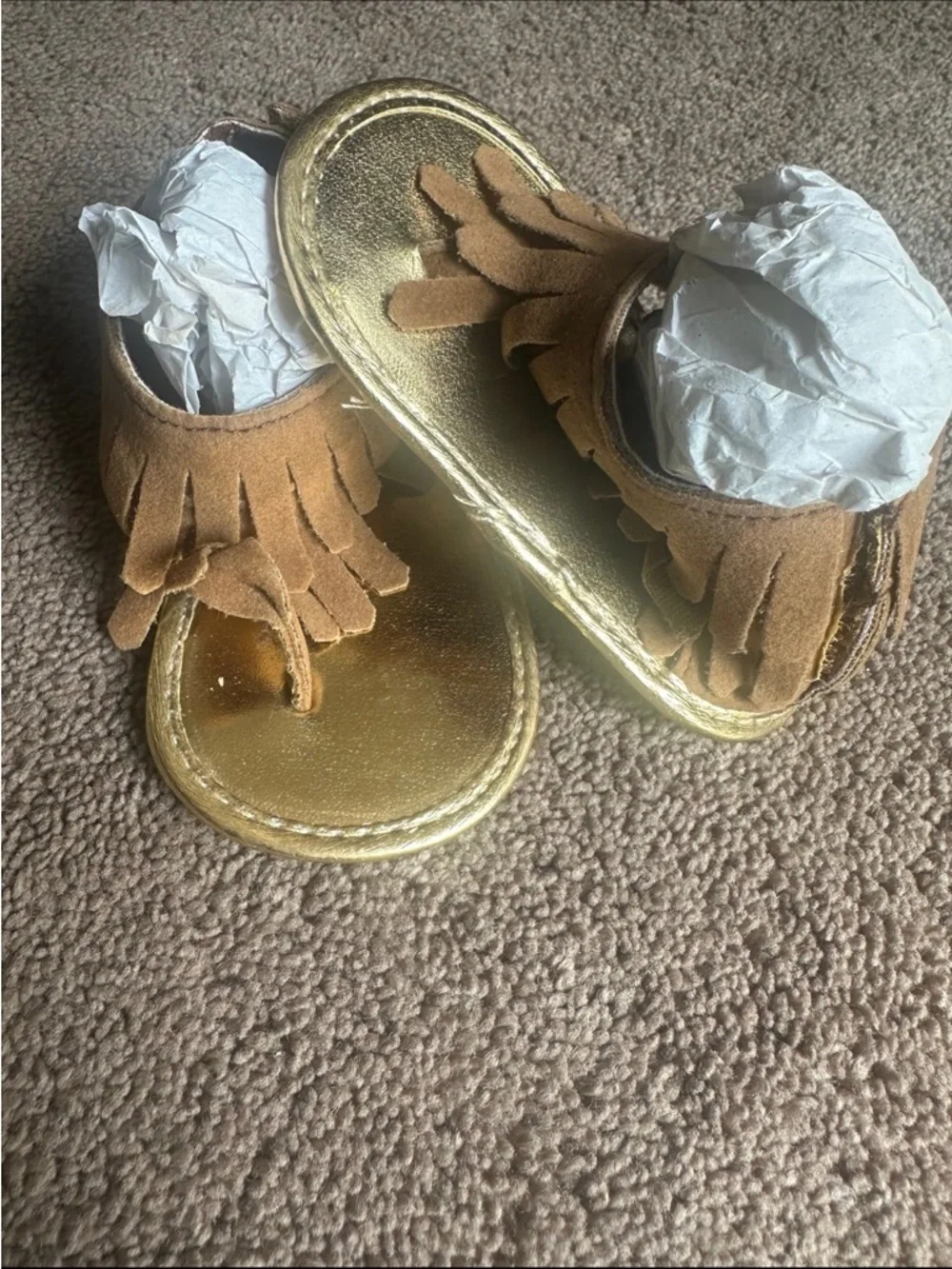 Girls' Fringe Metallic Sandals - Gold